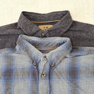 Outdoor Life Lot of 2 Thick Heavy Soft Fleece Button-Up Flannel Shirt Gray  XL